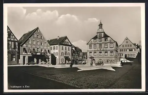 AK Vaihingen / Enz, Platz mit Geschäften