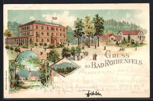 Lithographie Bad Rothenfels, Kurhaus, Ortsansicht