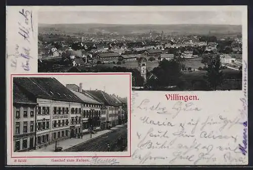 AK Villingen / Baden, Gasthof zum Falken, Ortspanorama