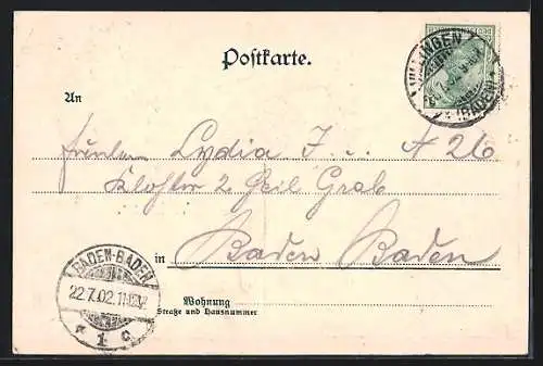 AK Villingen / Baden, Gasthof zum Falken, Ortspanorama