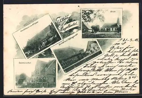 AK Engelbostel, Gasthof von C. Tegtmeyer, Kaiserliche Post, Geschäftshaus von W. Zinne