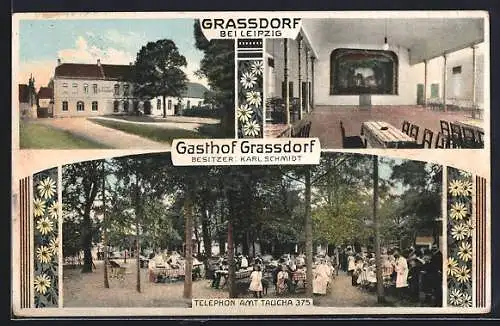 AK Grassdorf, Gasthaus, Gartenlokal