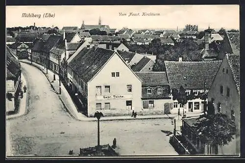 AK Mühlberg / Elbe, Blick vom Kirchturm zum Ort