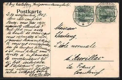 AK Eisleben, Poststrasse mit kaiserl. Postamt und Gymnasium