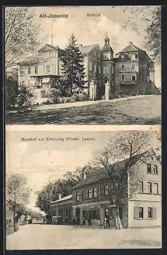 AK Alt Jessnitz, Blick zum Schloss, Gasthof zur Erholung