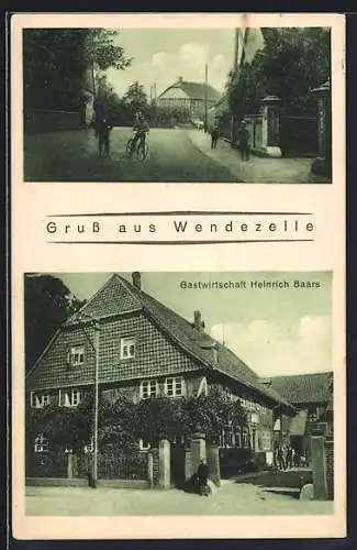 AK Wendezelle, Gastwirtschaft Heinrich Baars, Strassenansicht im Ort