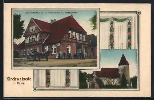 AK Kirchwalsede i. Hann., Geschäftshaus und Gastwirtschaft W. Bosselmann