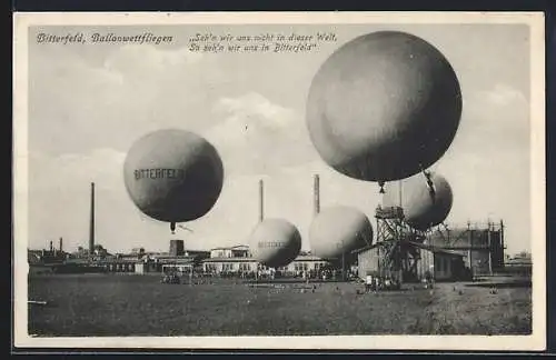 AK Bitterfeld, Fabrikgelände, Ballon-Wettfliegen