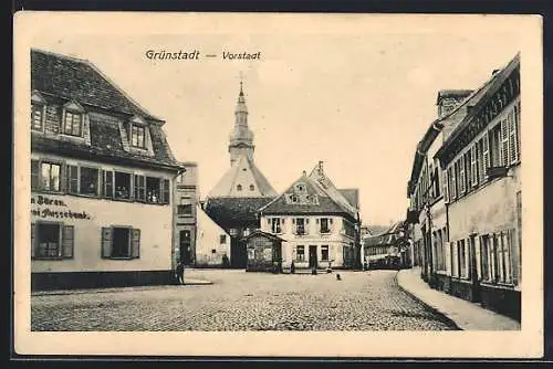 AK Grünstadt / Weinstrasse, Vorstadt mit Gasthof zum Bären