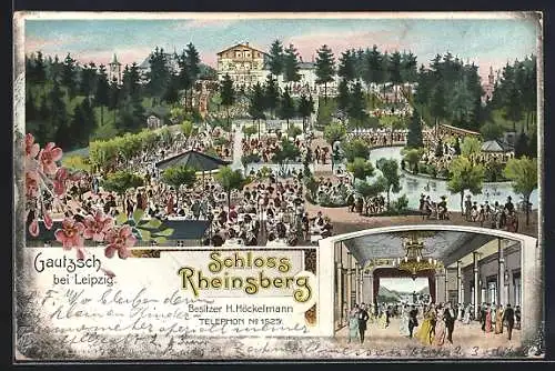 Lithographie Gautzsch, Gasthaus Schloss Rheinsberg