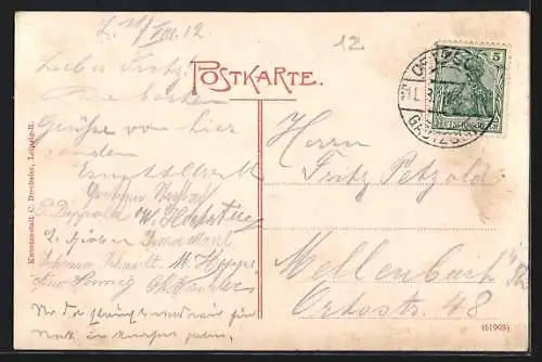 Lithographie Gautzsch, Gasthaus Schloss Rheinsberg