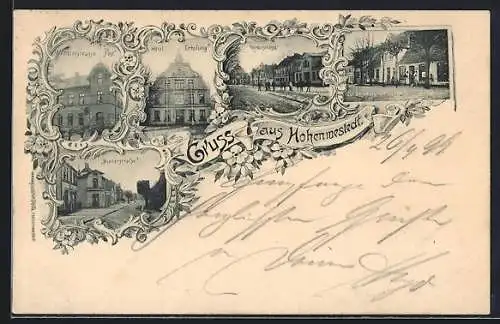 AK Hohenwestedt, Hotel Erholung, Vorderstrasse, Wilhemstrasse mit Post, Hinterstrasse