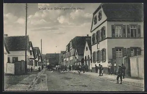 AK Schwegenheim, Strassenpartie im Ort