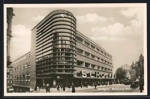 AK Stuttgart, Motiv vom Schocken-Bau, Architekt Erich Mendelsohn, Bauhaus