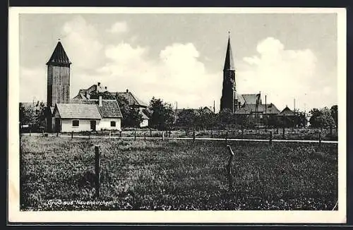 AK Neuenkirchen / Bramsche, Ortspartie mit Kirche