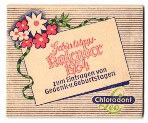 Kalender 1954, Reklame für Chlorodont Zahnpasta