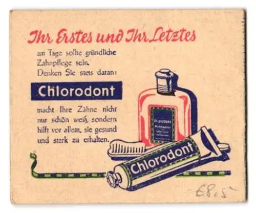 Kalender 1954, Reklame für Chlorodont Zahnpasta