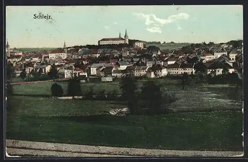 AK Schleiz, Ortsansicht vom Feld aus