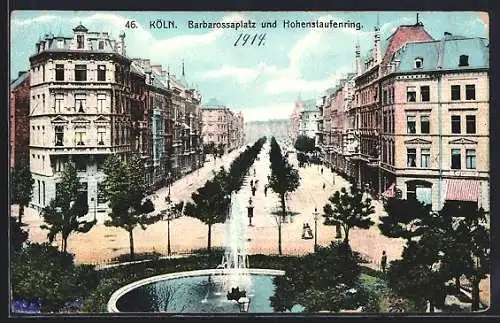 AK Köln-Neustadt, Barbarossaplatz und Hohenstaufenring