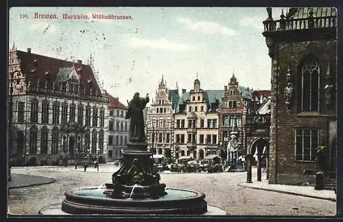 AK Bremen, Marktplatz mit Willhadibrunnen