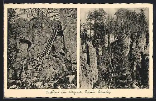 AK Plech / Fränk. Schweiz, Wanderweg und Felsformation am Eibgrat