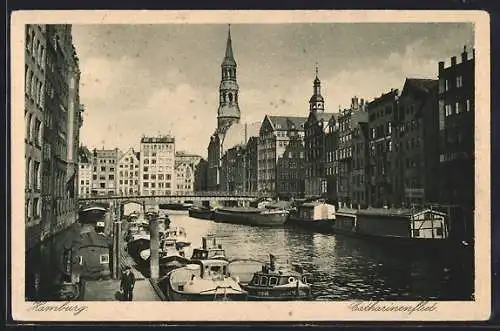 AK Alt-Hamburg, Catharinenfleet mit Brücke