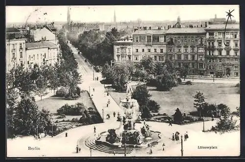 AK Berlin-Tiergarten, Lützowplatz mit Strasse u. Brunnen aus der Vogelschau