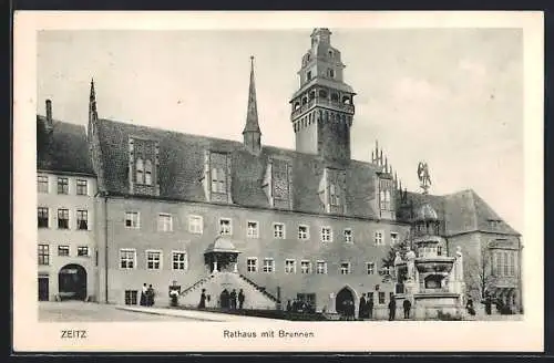 AK Zeitz, Rathaus mit Brunnen