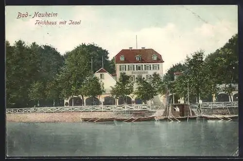 AK Bad Nauheim, Gaststätte Teichhaus mit Insel