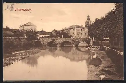 AK Cirkvenica, Ortspartie mit Brücke