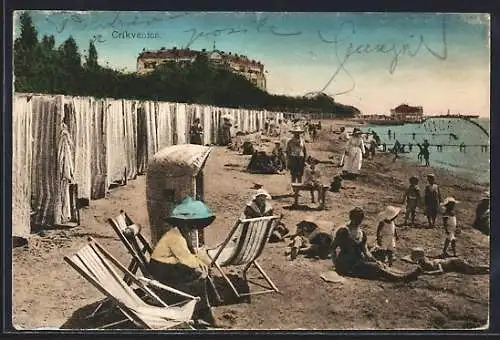 AK Crikvenica, Badegäste am Strand