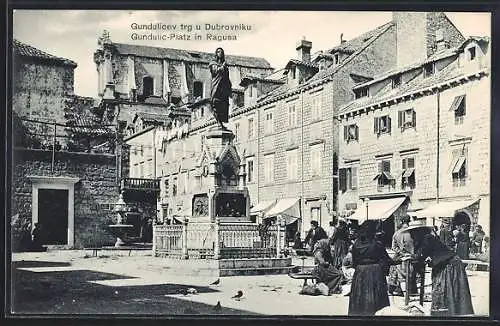 AK Ragusa, Denkmal auf dem Gundulic-Platz