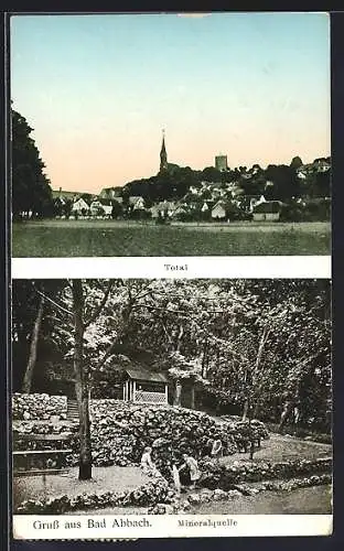 AK Bad Abbach, Mineralquelle und Totalansicht