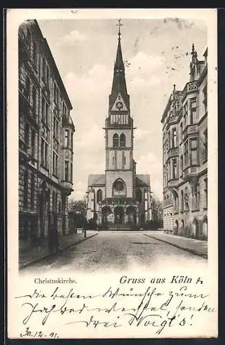 AK Köln-Neustadt, Strassenpartie an der Christuskirche