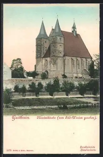 AK Geithain, Nicolaikirche von Süd-Westen gesehen
