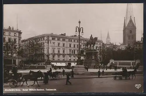 AK Hamburg, Totalansicht mit Kaiser-Wilhelm-Denkmal