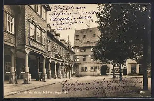 AK Arnstadt, Marktplatz mit Schwarzburger Hof