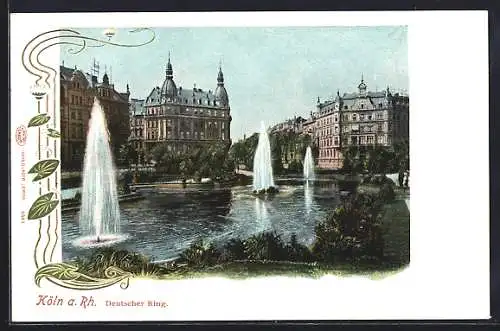 AK Köln-Neustadt, Deutscher Ring mit Fontänen