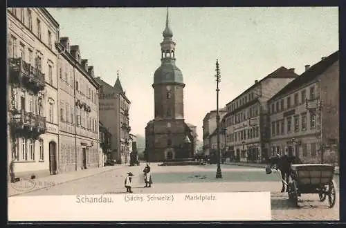 AK Schandau /Sächs. Schweiz, Gasthaus zum deutschen Haus am Marktplatz