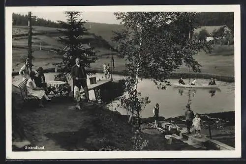 AK Bad Eisenbach /Hochschwarzwald, Gasthaus und Pension von Joh. Fuchs, Partie am Teich