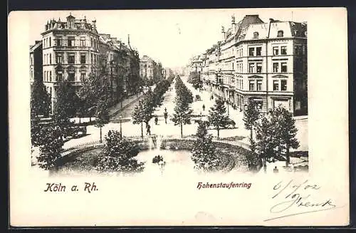 AK Köln-Neustadt, Hohenstaufenring mit Fontäne