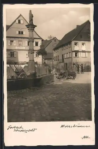 AK Forbach /Schwarzwald, Partie am Mosesbrunnen, Karren