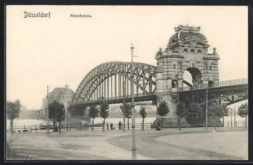 AK Düsseldorf, Blick zur Rheinbrücke