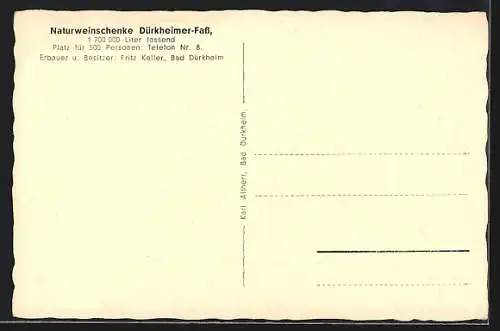 AK Bad Dürkheim, Gasthaus Naturweinschenke Dürkheimer-Fass