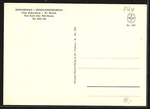 AK Sand / Bühl, Schwarzwald Höhen-Kinderkurheim