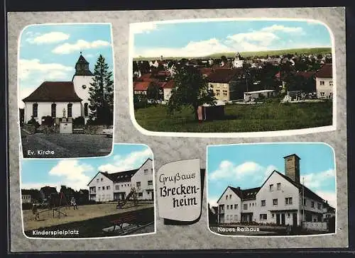 AK Breckenheim, Ev. Kirche, Panorama, Kinderspielplatz, Neues Rathaus