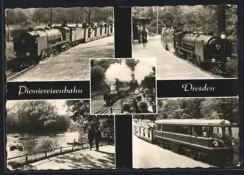 AK Dresden, Versch. Motive der Pioniereisenbahn