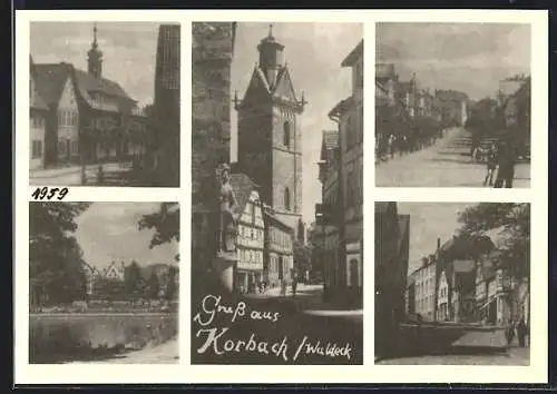 AK Korbach /Waldeck, Strassenpartie mit Kirche