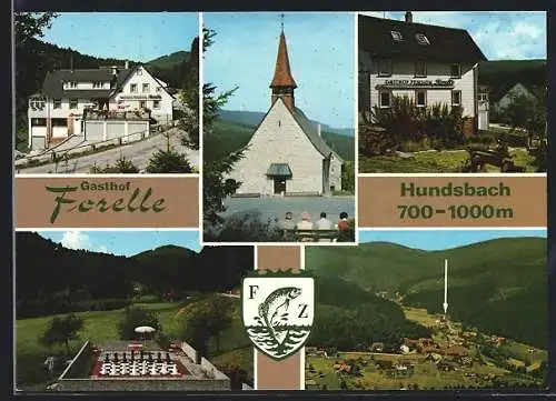 AK Forbach-Hundsbach, Gasthof Forelle, Kirche