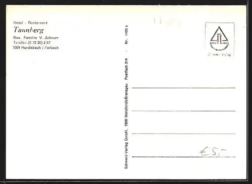 AK Hundsbach /Forbach, Hotel Tannberg, Innenansicht, Gasthaus